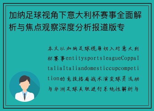 加纳足球视角下意大利杯赛事全面解析与焦点观察深度分析报道版专